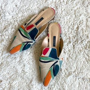 Lafayette 148 New York canvas flats slip on mules